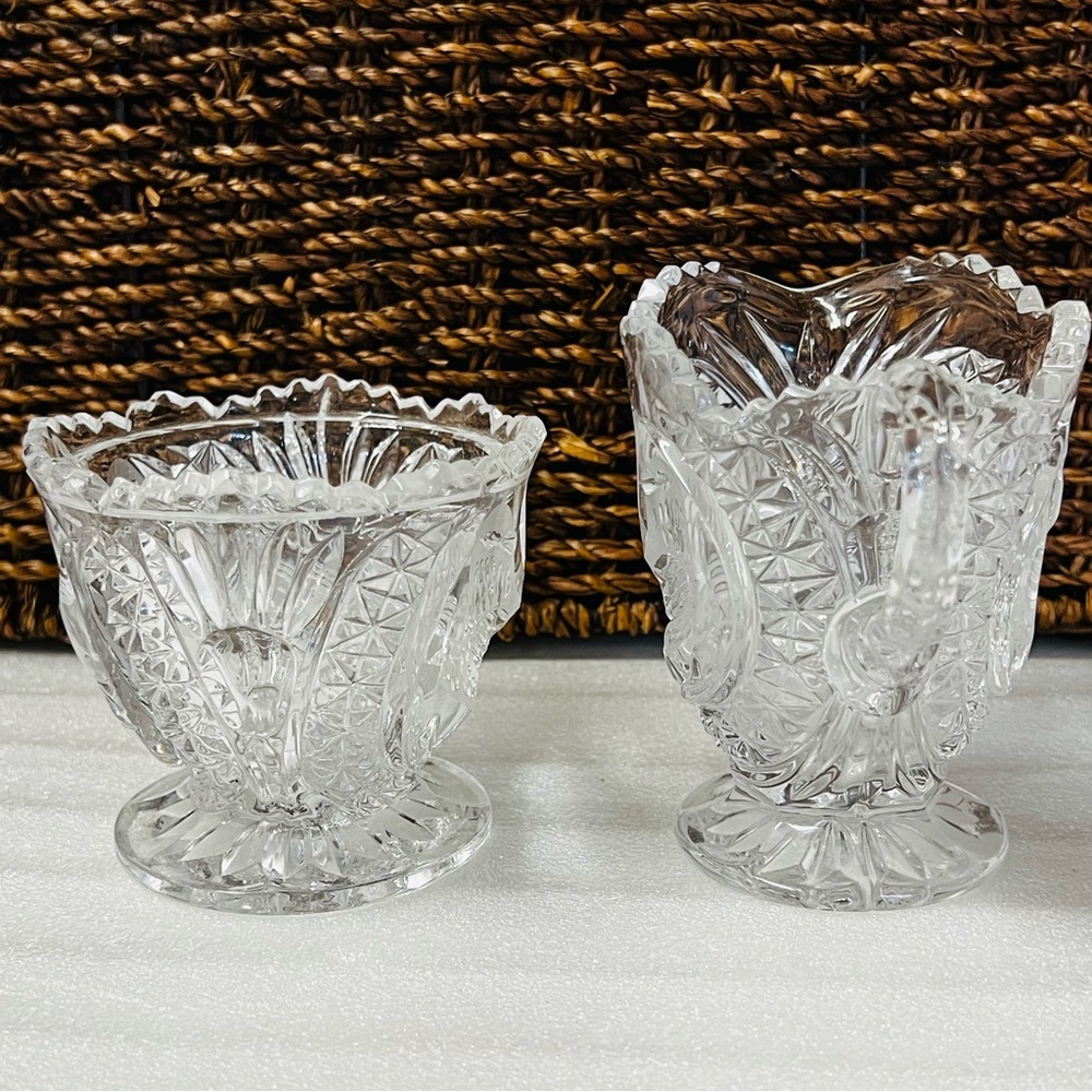 Vintage Hoffbauer Byrdes Lead Crystal Sugar and Creamer Set - Bird Motif - Picture 4 of 9